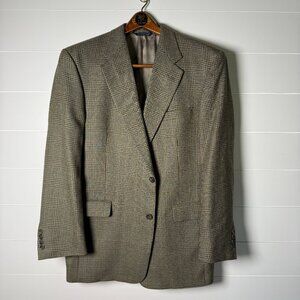 Vintage Burberrys' Mens Khaki Plaid Pure New Wool Sport Coat Blazer Burberry 42R